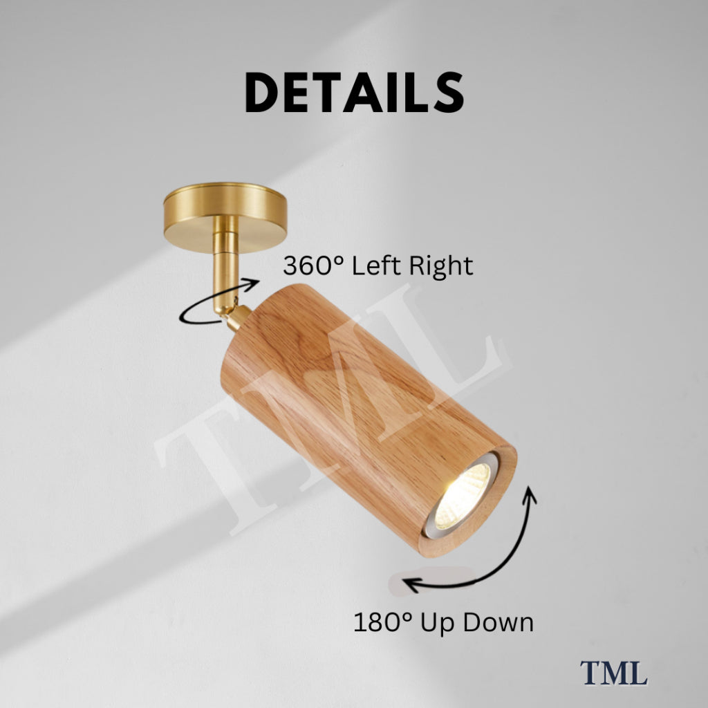 Premium Japanese Wooden Spotlight Track Light Set Wall Light Bedside 7W Tri-tone 4HOME SINGAPORE - 4HOME