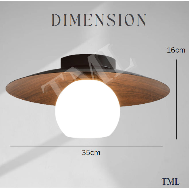 Retro Japanese Dark Wood Saturn Globe E27 Bulb Ceiling Light Corridor Small Area 4HOME SINGAPORE - 4HOME