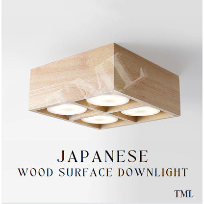 Japanese Style Wood Square 4Head Surface Downlight Spotlight Cube Tri-tone 4HOME SINGAPORE - 4HOME