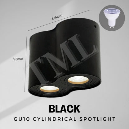 Premium Black White Double Head Round Cylindrical Spotlight Surface Mounted Downlight 4HOME SINGAPORE - 4HOME
