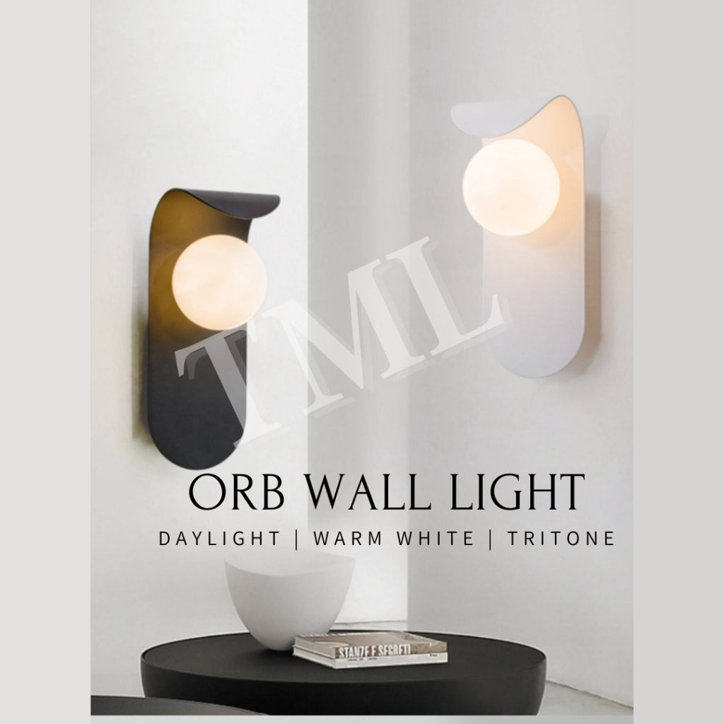 [SG Seller] Premium Black White Orb Globe LED Wall Light For Bedside Hotel Modern 4HOME SINGAPORE - 4HOME