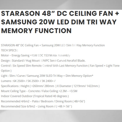 ALASKA STARASON DC Ceiling Fan 5 Blades with optional LED Light 48"/56" 4HOME SINGAPORE - 4HOME