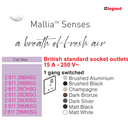 Legrand Mallia Senses 15A Socket Round Pin Aircon Socket 4HOME SINGAPORE - 4HOME