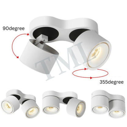 Premium White Double Head Halo Cylindrical Spotlight Surface Mounted Downlight 4HOME SINGAPORE - 4HOME