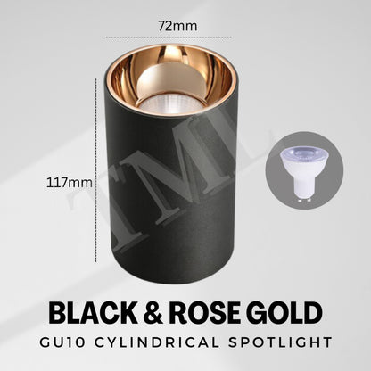 Premium Black White with Rose Gold Ring Surface Mounted Cylindrical Downlight Spotlight 4HOME SINGAPORE - 4HOME
