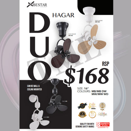 Bestar Corner Fan Duo Hagar 16inch Small DC Ceiling Fan Wall Mount Fan Nordic 4HOME SINGAPORE - 4HOME