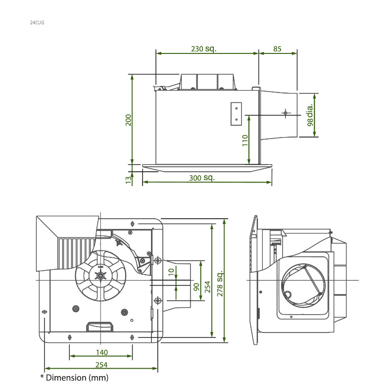 KDK 17CUG 17CUH 24CUG 24CUH Exhaust Fan Ceiling Mount Ventilating Ventilation Fan 4HOME SINGAPORE - 4HOME