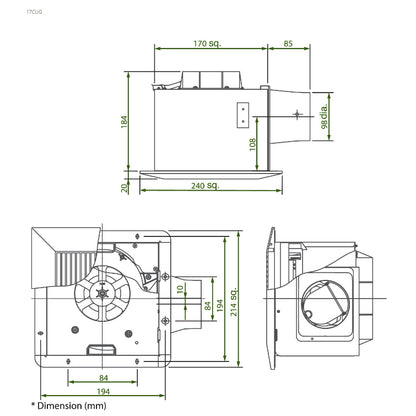 KDK 17CUG 17CUH 24CUG 24CUH Exhaust Fan Ceiling Mount Ventilating Ventilation Fan 4HOME SINGAPORE - 4HOME