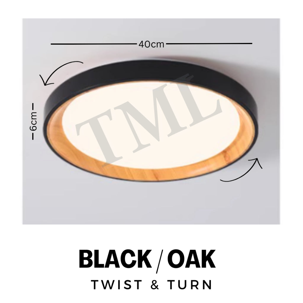 Premium Black White with Inner Wood Print LED Surface Ceiling Light Daylight Warm White Tritone 4HOME SINGAPORE - 4HOME