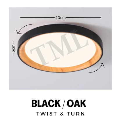 Premium Black White with Inner Wood Print LED Surface Ceiling Light Daylight Warm White Tritone 4HOME SINGAPORE - 4HOME