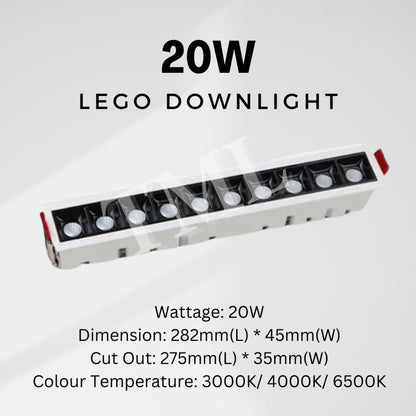 Linear LED Recessed Slim Lego Spotlight Downlight Black White 10W 20W 4HOME SINGAPORE - 4HOME