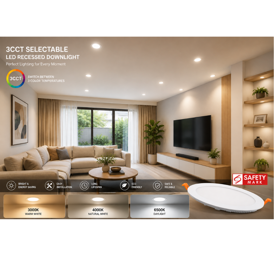 slim recessed led downlight with safety mark