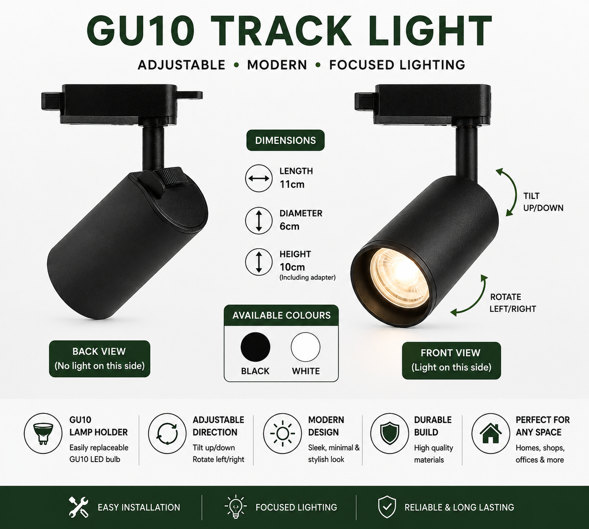 track light detailed dimension