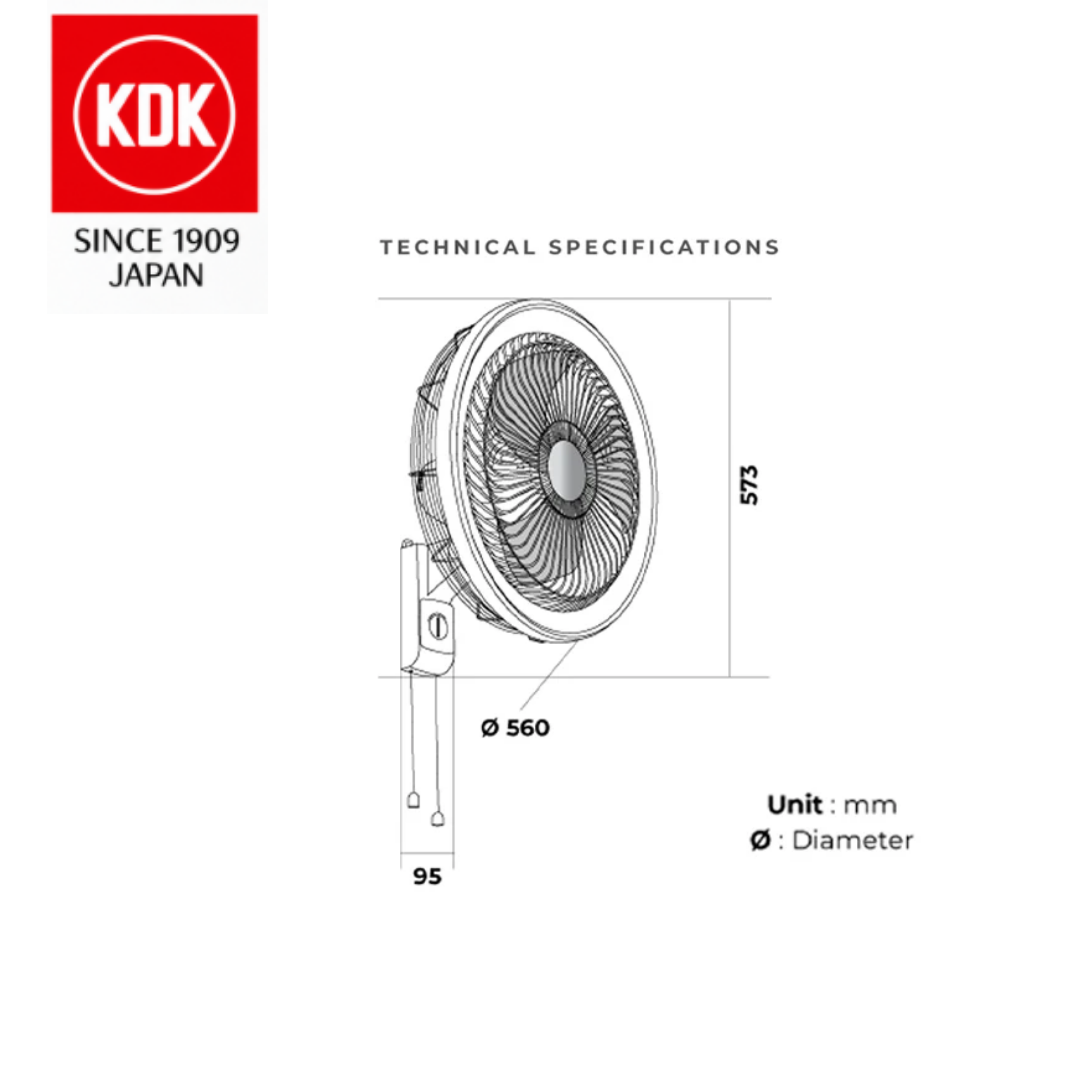 KDK YU50X 20-inch industrial wall fan dimension